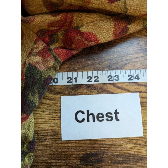 Vintage Painted Pony Womens Floral Tapestry Blazer Jacket Medium Tan Red Ruffle - Picture 6 of 8